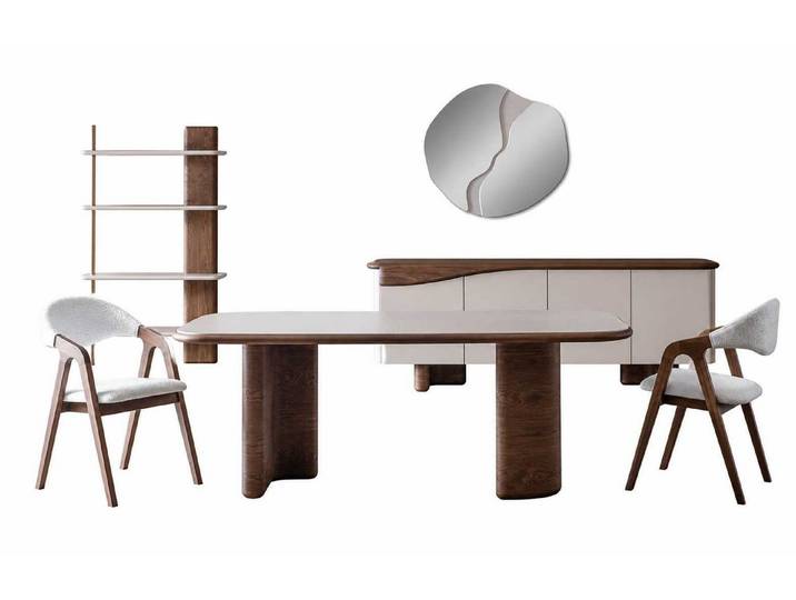 JVmoebel Esszimmer-Set Modern Esstisch Set mit 2 Stühlen und Sideboard Einrichtung, (6-St), Made in Europa
