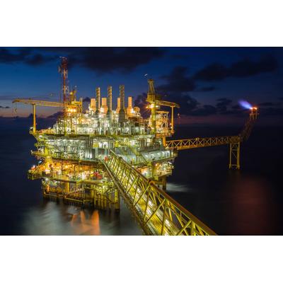 Fototapete PAPERMOON "BOHRPLATTFORM-OFFSHORE GOLF THAILAND ERDÖL GAS INSEL", bunt, B:3,5m L:2,6m, Vlies, Tapeten