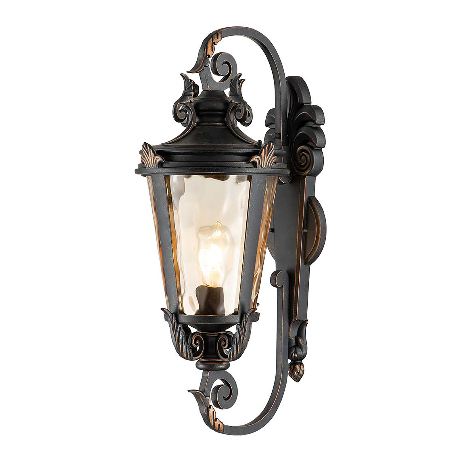 home24 Wandlamp Baltimore type A grijs/zwart met glas en metaal B: 30 cm, H: 69 cm, D: 35 cm