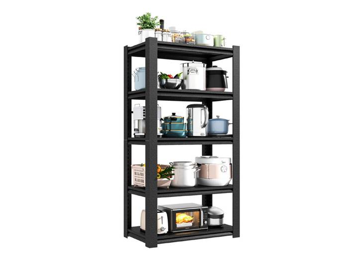 MC Star Schwerlastregal 5 Ebenen – Metall Lagerregal 650kg Tragkraft, Verstellbar, Stabiles Lagerregal, Schwarz, H183cm * B90cm * T40cm