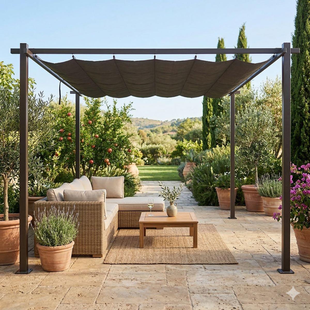 Pavillon Gartenpavillon 3x4m anthrazit Luxor Light UV-Schutz wasserabweisende Überdachung Sonnenschutz für Terrasse Garten