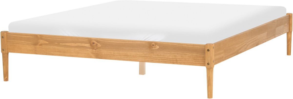 Beliani Tweepersoonsbed van massief hout voor volwassenen 160 x 200 cm