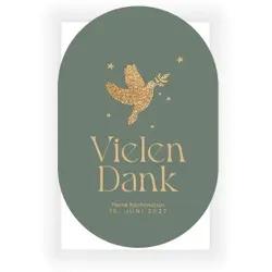 Dankeskarte Konfirmation: Goldene Taube in Grün