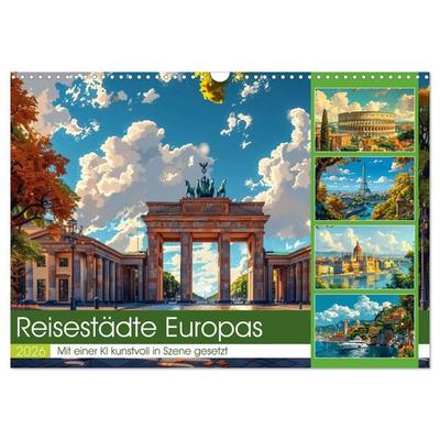 Reisestädte Europas (Wandkalender 2026 DIN A3 quer), CALVENDO Monatskalender