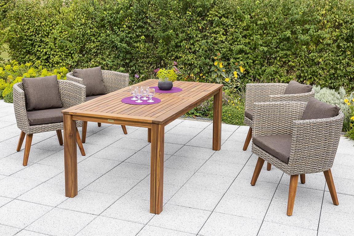MERXXHANDELS Imperia Set 5tlg 4 Sessel Kissen Tisch 185x90cm 16909561