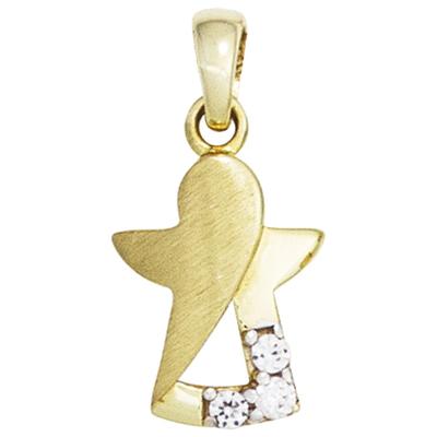 Engelanhänger JOBO "Anhänger Schutzengel", gold (gelbgold 333), Schmuckanhänger, Damen, Gelbgold 333, 333 Gold mit Zirkonia