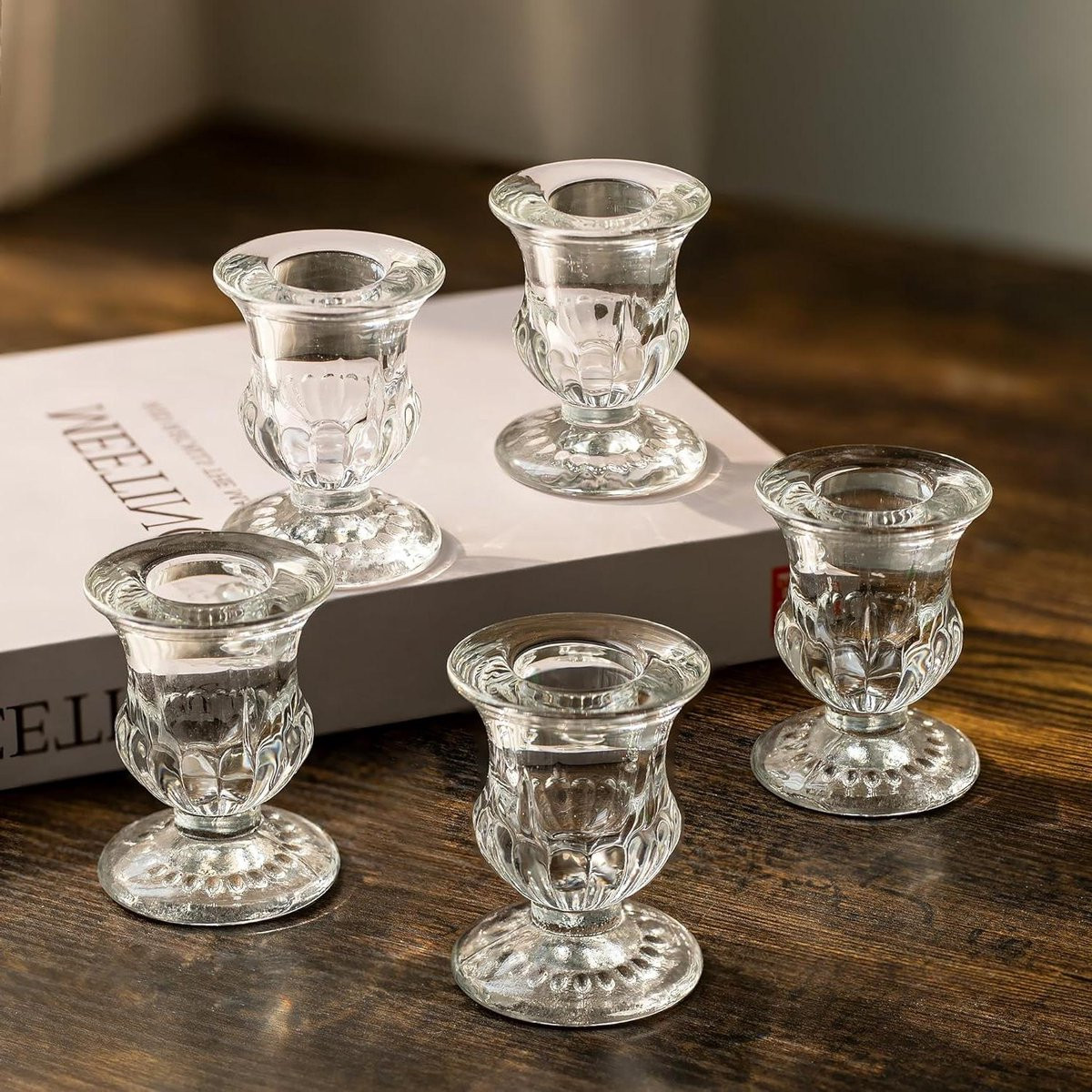Allecta Set van 20 Taps toelopende glazen kandelaars voor decoratie