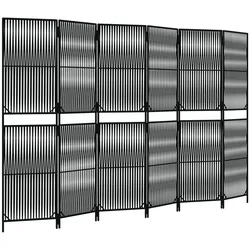 vidaXL Paravent 6-tlg. Schwarz Poly Rattan