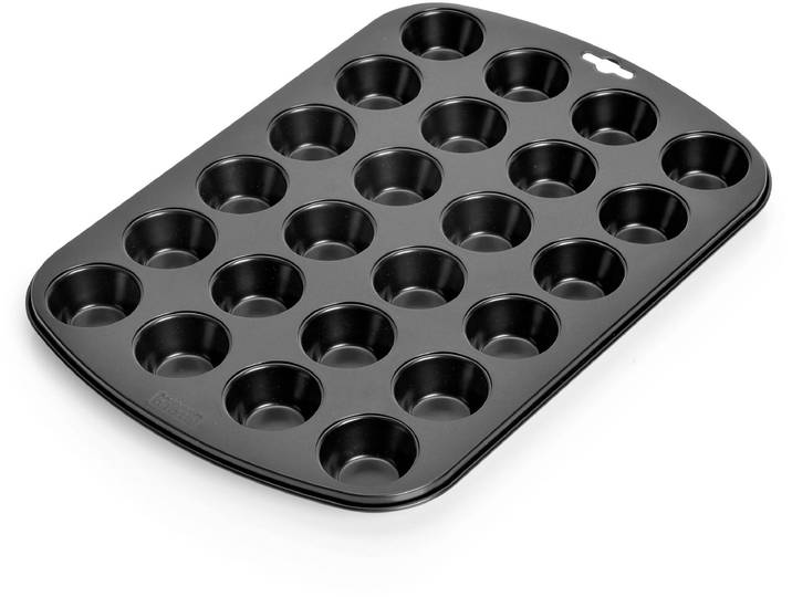 Muffinform KAISER BACKFORMEN Inspiration , schwarz (grau), B:27cm L:38cm T:5,9cm, Stahl, Küchenformen, Muffinform, Blech für 24 Mini-Muffins, antihaftbeschichteter Stahl, formstabil