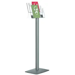 update displays Bodenprospektständer »Pillar« 6x DIN lang silber, 25x110x3.3 cm