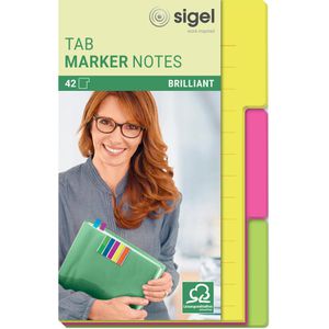 Sigel Haftnotizen Tab Marker, HN206, bunt, 98 x 148mm, selbstklebend, 3x 14 Blatt