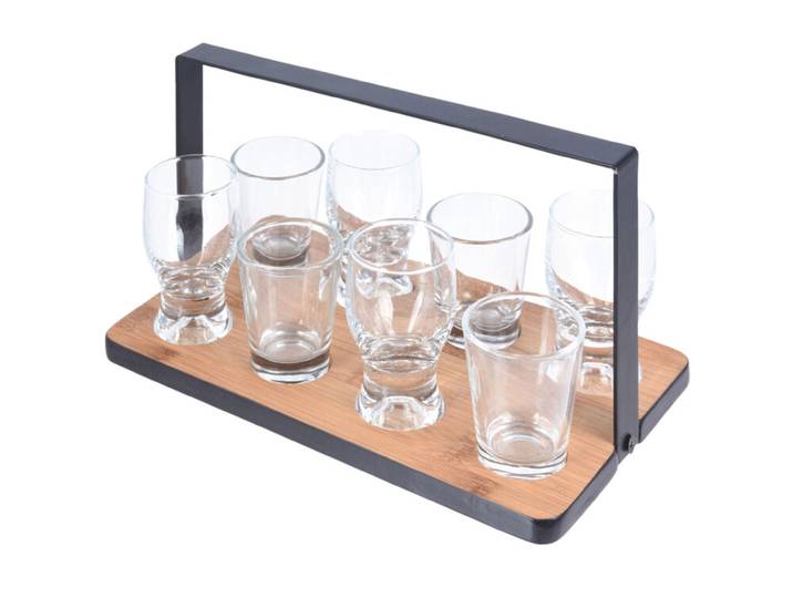 Vorspeisen Set mit Gläsern und Tablett, Serviergläser