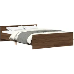vidaXL Bettgestell mit Kopf- und Fußteil Braun Eiche-Optik 135x190 cm