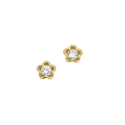Paar Ohrstecker FIRETTI "Schmuck Geschenk Gold 333 Ohrschmuck Blume", gold (gelbgoldfarben, kristallweiß, kristallweiß), Ohrringe, Damen, 7mm, Gelbgold 333, mit Zirkonia (synth.)