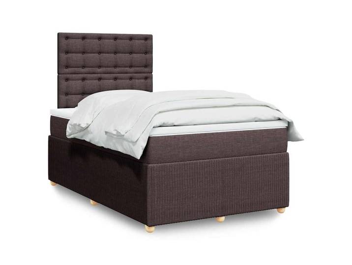 furnicato Bett Boxspringbett 200 x 120 cm Dunkelbraun Polyester (1-tlg), Höhenverstellbares Kopfteil für dein Boxspringbett mit Auflage