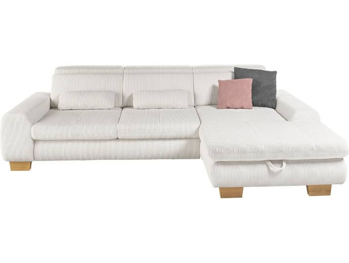 set one by Musterring Ecksofa, whlw. mit Funktion, Kaltschaum, in Cord, silver, Sitzhöhe 49