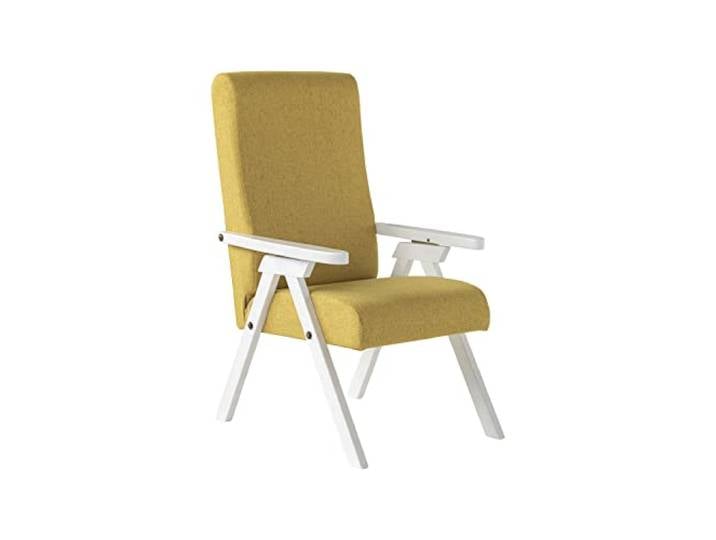 ESSEGI Fiammta SRL Sessel aus Holz, mit Liegefunktion, weiß lackiert, Stoff, Senfgelb, abziehbar