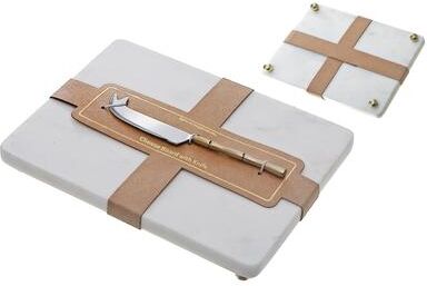 IH Casa Decor White Marble Rectangle Cheese Board & Spreader