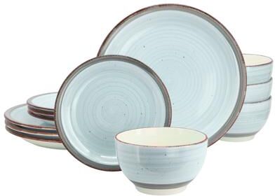 Gibson 12 Piece Ceramic Dinnerware Set in Light Blue