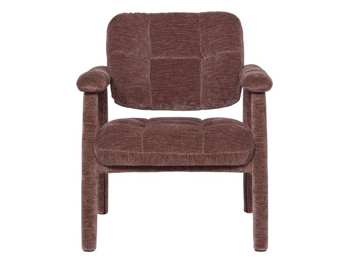 Fauteuil en chenille vieux rose