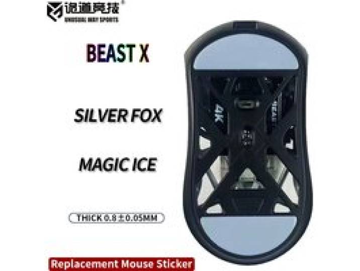Ongebruikelijke manier Sport Muisschaatsen Voeten WLmouse Beast X Gewelfde oppervlak PTFE Anti-instorting Magic Ice Zwart Zilver Vos
