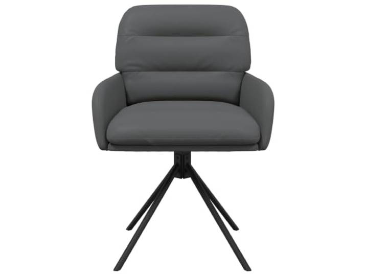 KTHLBRH Drehbare Esszimmerstühle, 6 Stück, Kunstleder, Grau Basis 360°, Gestell aus Metall, atmungsaktiver Sitz, Armlehnen Komfort, 110 kg
