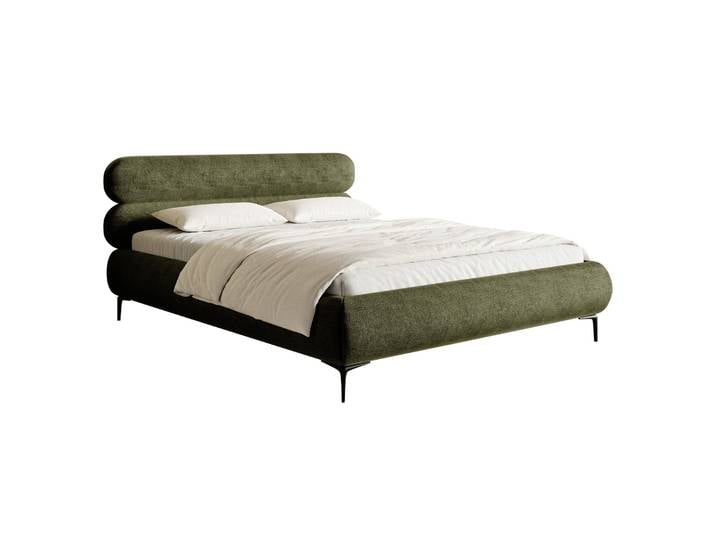 Gepolstertes Bett 160x200 cm Roule olivgrüner Chenille-Stoff,