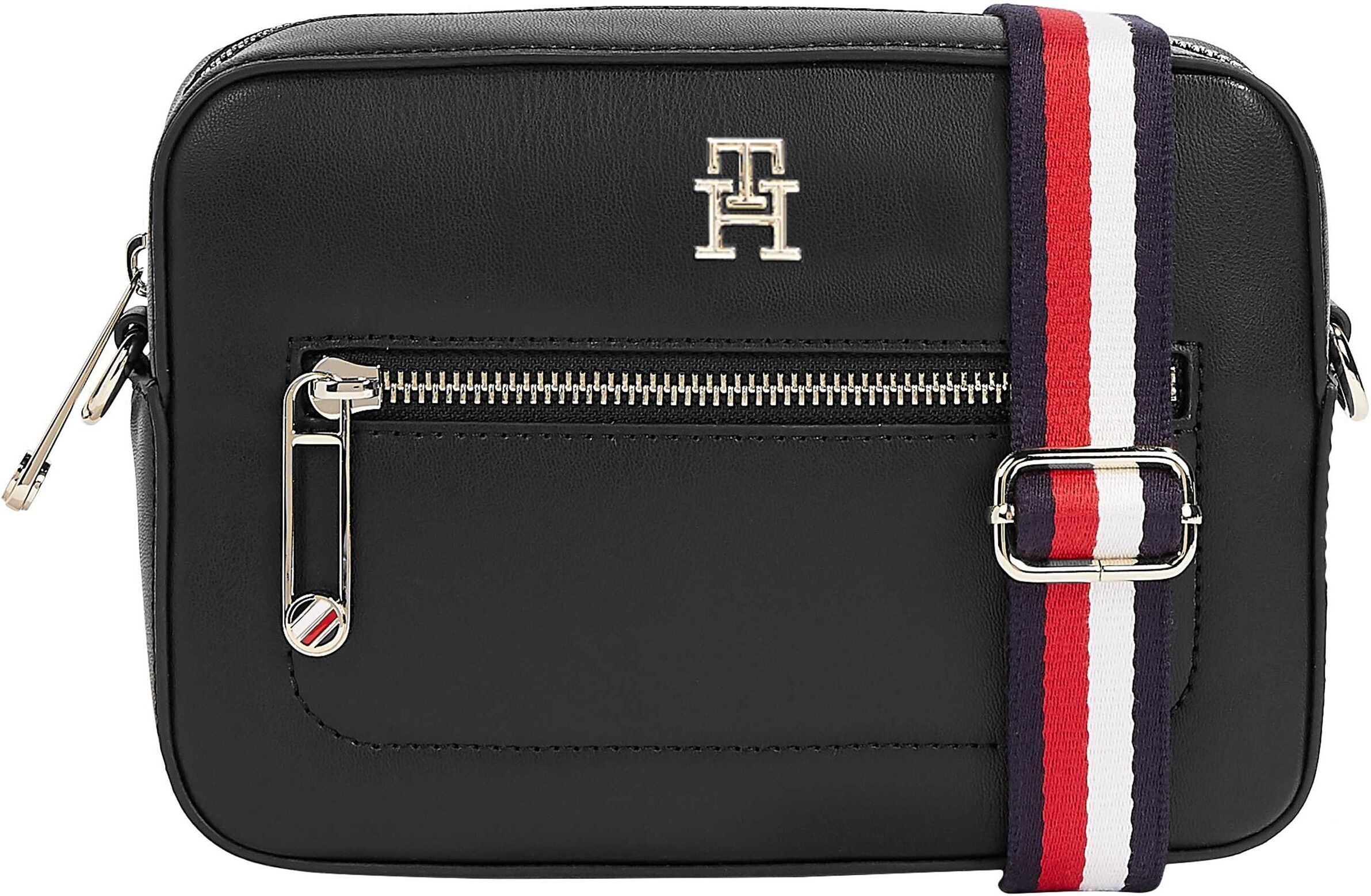 Mini Bag TOMMY HILFIGER "ICONIC TOMMY CAMERA BAG CORP", Damen, Gr. B/H/T: 20cm x 14cm x 7cm, schwarz, Lederimitat, Taschen Mini Bag, im kleinen Format schwarz B/H/T: 20cm x 14cm x 7cm