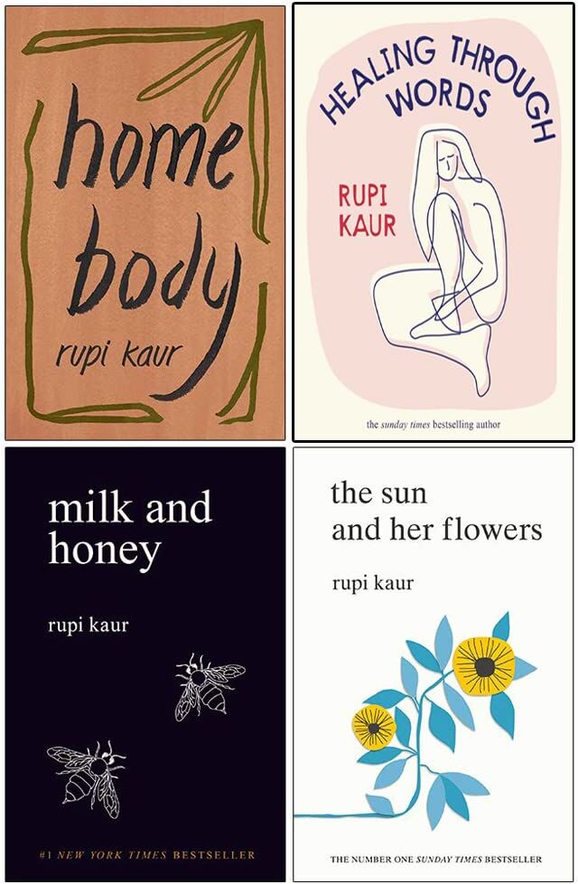 Simon & Schuster Rupi Kaur Collection 4 Books Set (Home Body, Milk and Honey, The Sun and Her Flowers & Healing Through Words[Hardcover])
