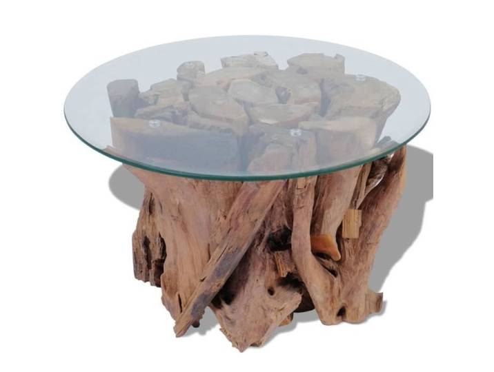 Table basse Scandinave - Super - Bois flottant de teck massif - 60 cm - Marron