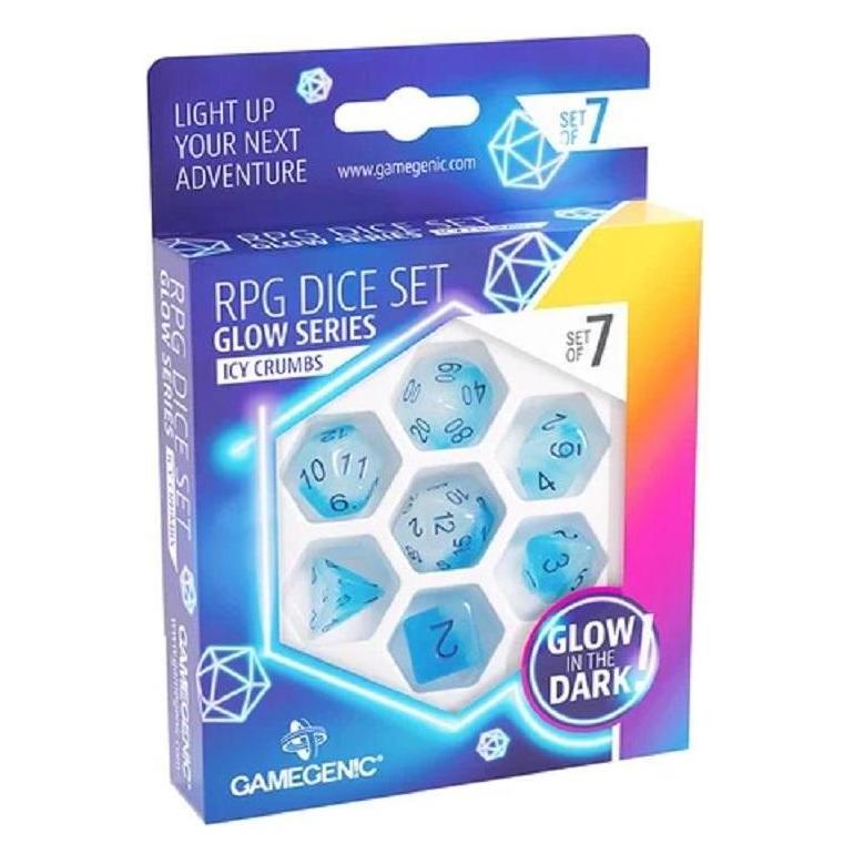 Gamegenic GGS50028 - Glow Series - Icy Crumbs - RPG Dice Set (7 pcs) (GGS50028)