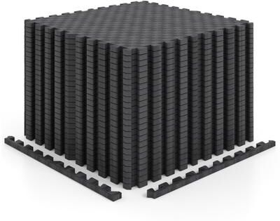 Costway 18 PCS Puzzle Exercise Mat EVA Foam Interlocking Floor Tiles-Black