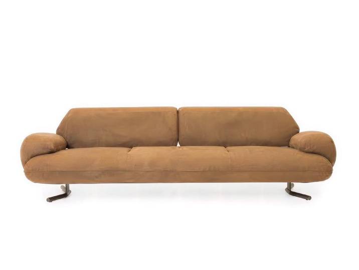 Xlmoebel 3-Sitzer Sofa 4-Sitzer Modern Orange Bequem Couch Polstersofa Leder, 1 Teile, Manuell verstellbar, Sitztiefenverstellung
