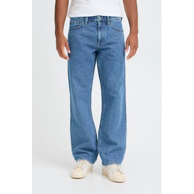 Loose-fit-Jeans BLEND "BHFLAKE LOOSE NOOS", Herren, Gr. 30, Länge 30, blau (denim middle blau), Denim/Jeans, Obermaterial: 100% Baumwolle, Abriebeffekte, loose fit knöchellang, Jeans, Baumwolle, mit Reißverschluss, loose fit