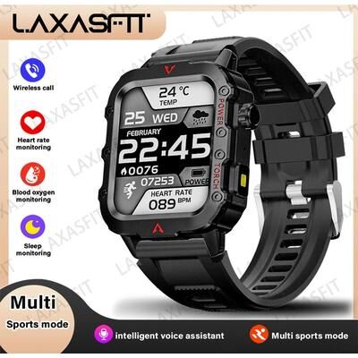 Uplift Picks LAXASFIT Mens Smart Watch With LED Flashlight And Health Monitoring black
