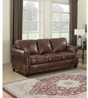 Sterling Cognac Brown Premium Top Grain Italian Leather Sofa