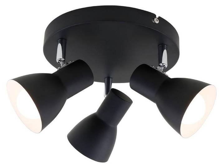 Plafonnier spot BRILONER LEUCHTEN CUP\, 25 W\, IP20\, noir\, métal\, excl. 3x E14\, Ø 21 cm