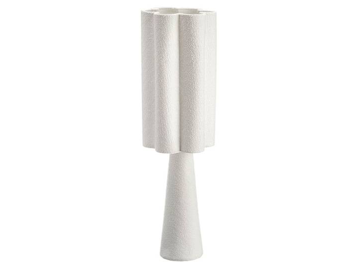 Lampadaire fleur tissu blanc rugueux 30x30x130cm
