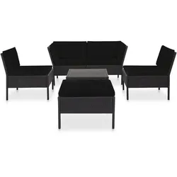 Helloshop26 - Gartenmöbel Lounge Set Outdoor Möbel 6-teilig mit Kissen Polyattan Schwarz 02_0016918