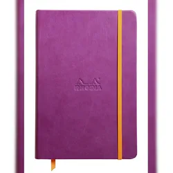 Rhodiarama Notizbuch A5, fester Einband, 96 Blatt blanko, Papier elfenbein 90g, mit Gummizugverschluss - Violett 118750C