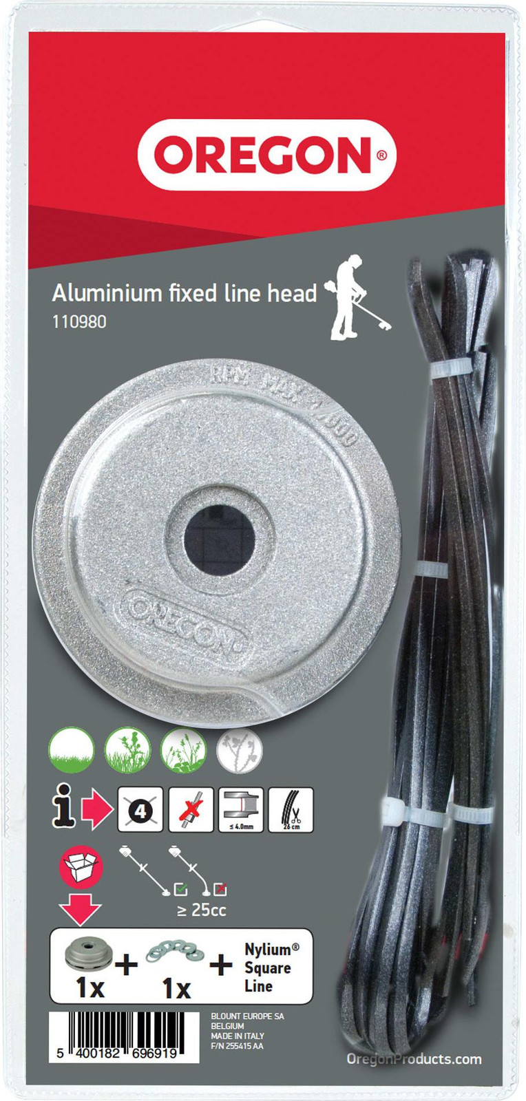 Oregon Set van 2 aluminium schroefkoppen met nylon schroefdraad, 42 cm, 2,55 / 3,75 mm