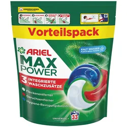Ariel MaxPower Pods Universal Waschmittelpods 33 WL, Zubehör Waschen + Trocknen