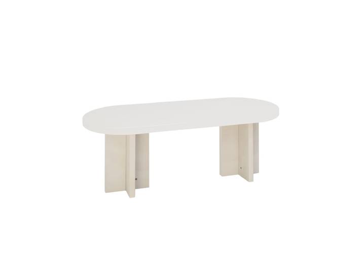 Table basse en microciment blanc cassé de 120x40cm
