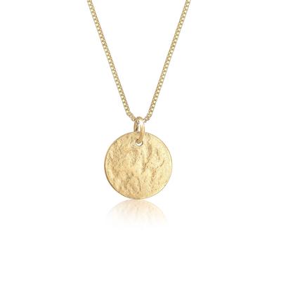 Kette mit Anhänger ELLI "Halskette Plättchen Organic 925 Sterling Silber" Gr. 45, gold, Halsketten, Damen, 45, ohne Stein, Silber 925 (Sterlingsilber)
