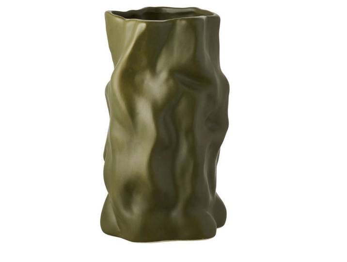 Vase Vase, Dunkelgrün, Keramik, organisch, 25.5 cm, Dekoration, Vasen, Keramikvasen
