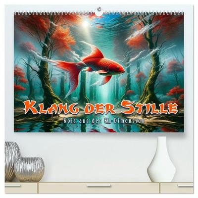 Klang der Stille - Kois aus der KI Dimension (hochwertiger Premium Wandkalender 2027 DIN A2 quer), Kunstdruck in Hochglanz