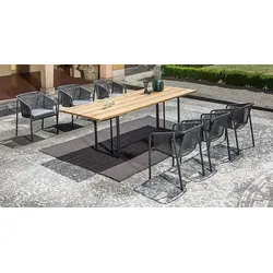fischer möbel Gartentisch Suite Dining 260 x 95 cm Edelstahl Grau Anthrazit