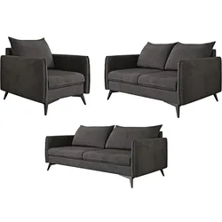 SITZGARNITUR 3+2+1 Pulse Graphit Luxusmikrofaser