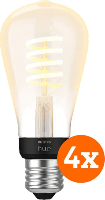 Philips Hue Filament LEDlamp White Ambiance Edison E27 4-pack