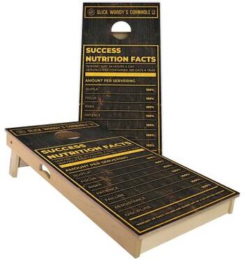 Skip's Garage Success Nutrition Facts Outdoor Cornhole Board Set